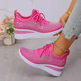 Rhinestone Lace Up Fashion Style Daily Commuter Women's Casual Shoes